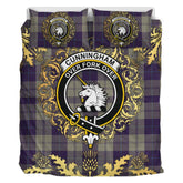 Cunningham Dress Blue Dancers Tartan Crest Bedding Set - Golden Thistle Style